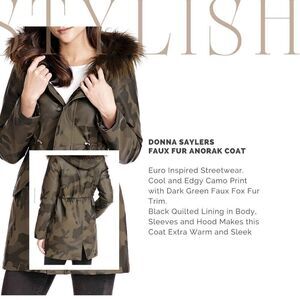 NWT Donna Salyers Fabulous Fur Anorak Camo Coat